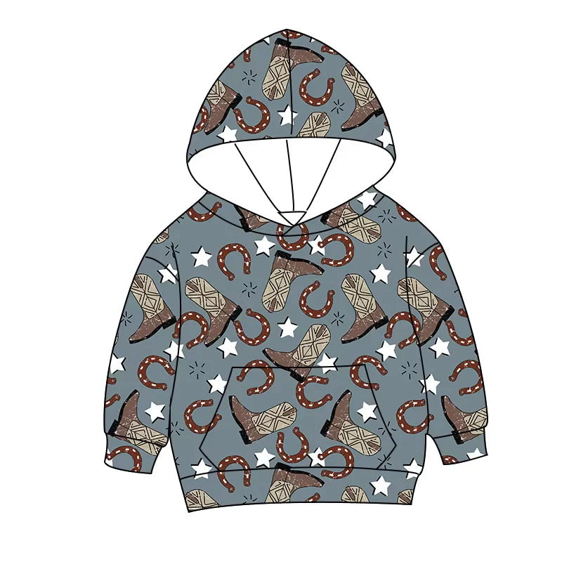 baby boy western cow design hoodie top