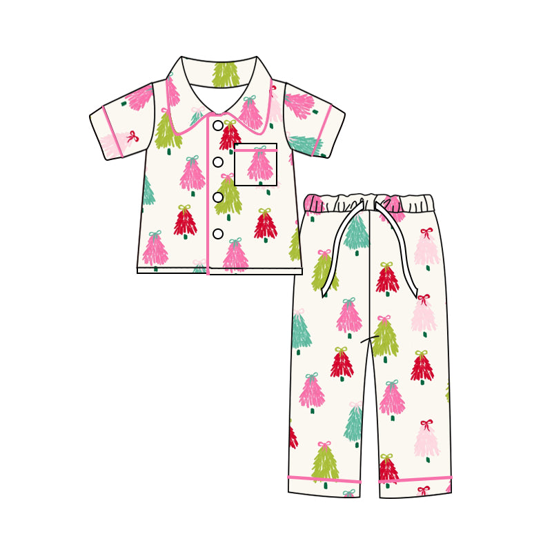 baby girl Christmas tree pajama outfit