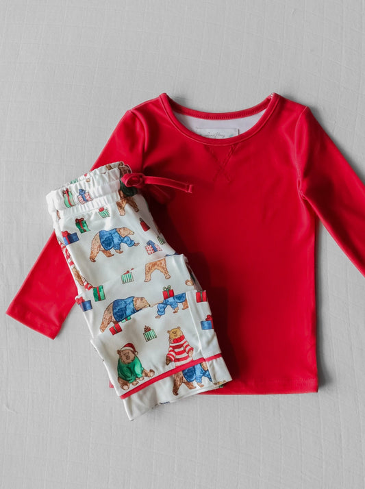 Infant baby kids Christmas design pajama set clothes