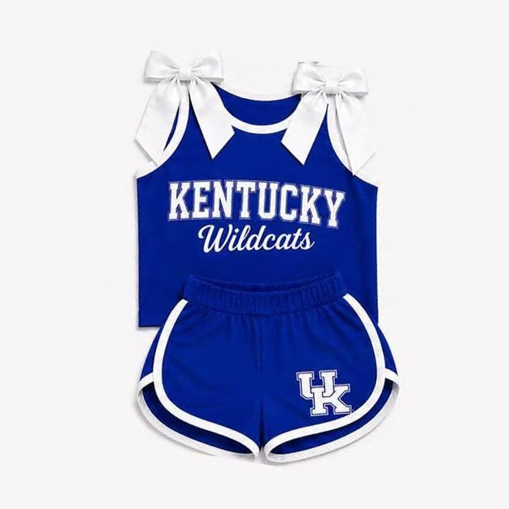 Custom team bow top matching shorts girls summer outfit
