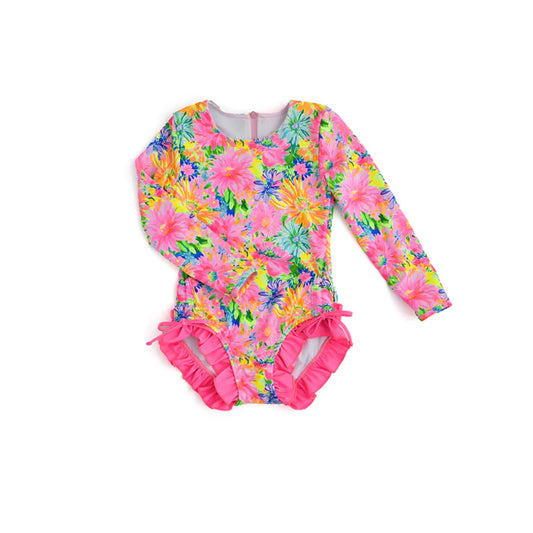 infant baby girls floral one piece summer bathing suit