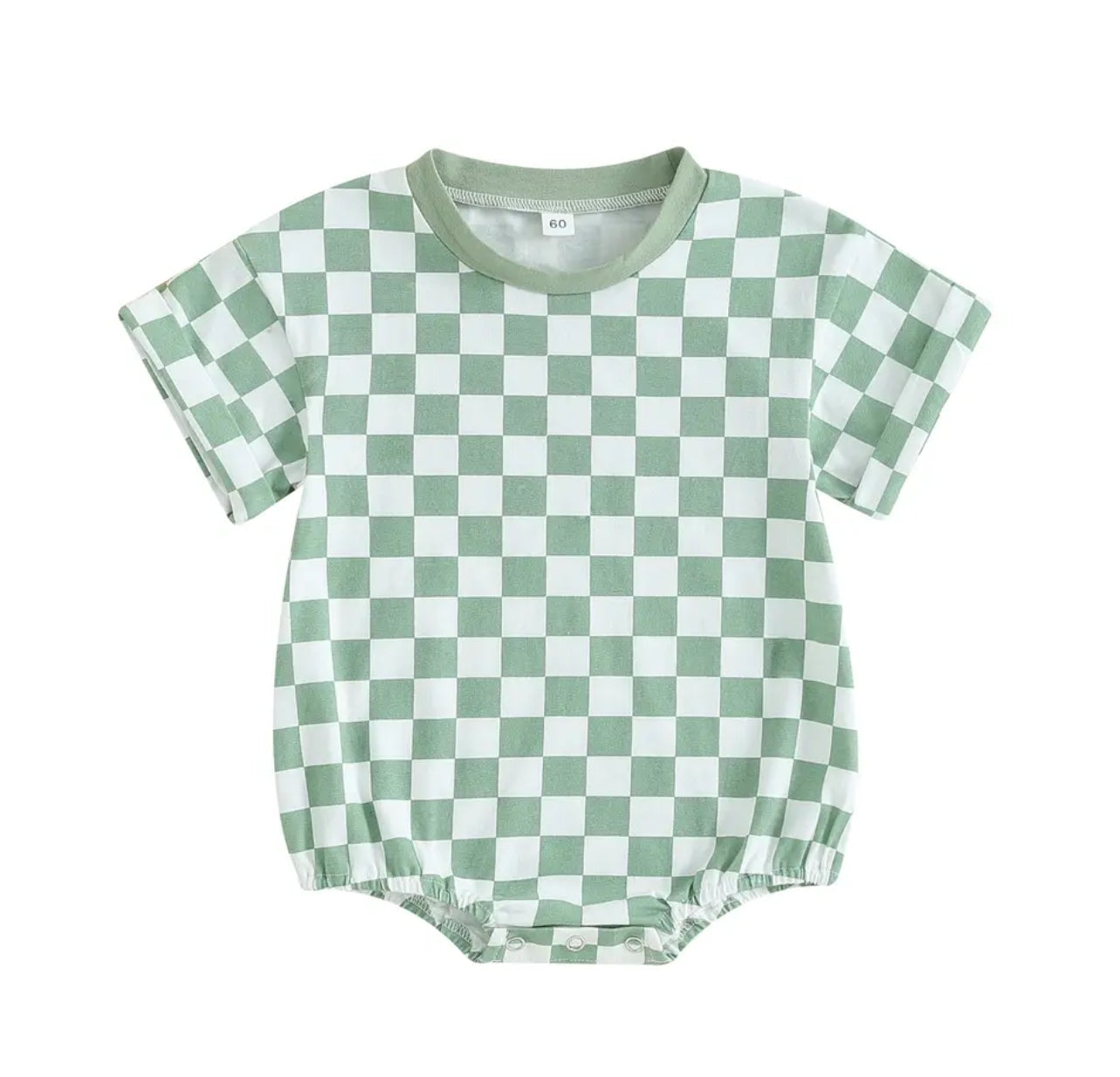 Toddle baby green plaid short sleeve romper