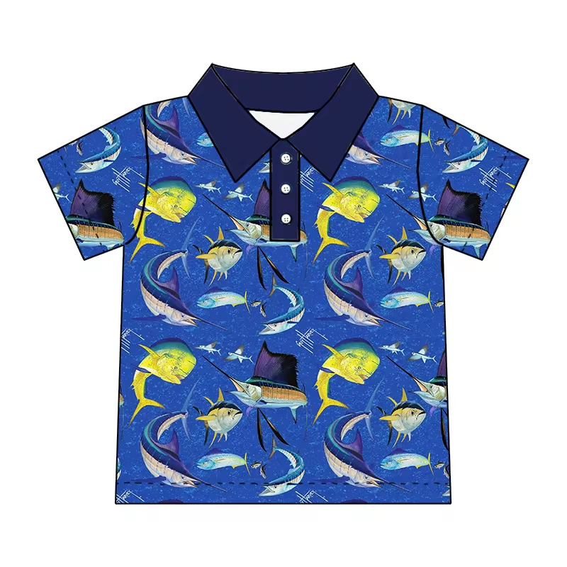 sea fish boy short sleeve polo shirt