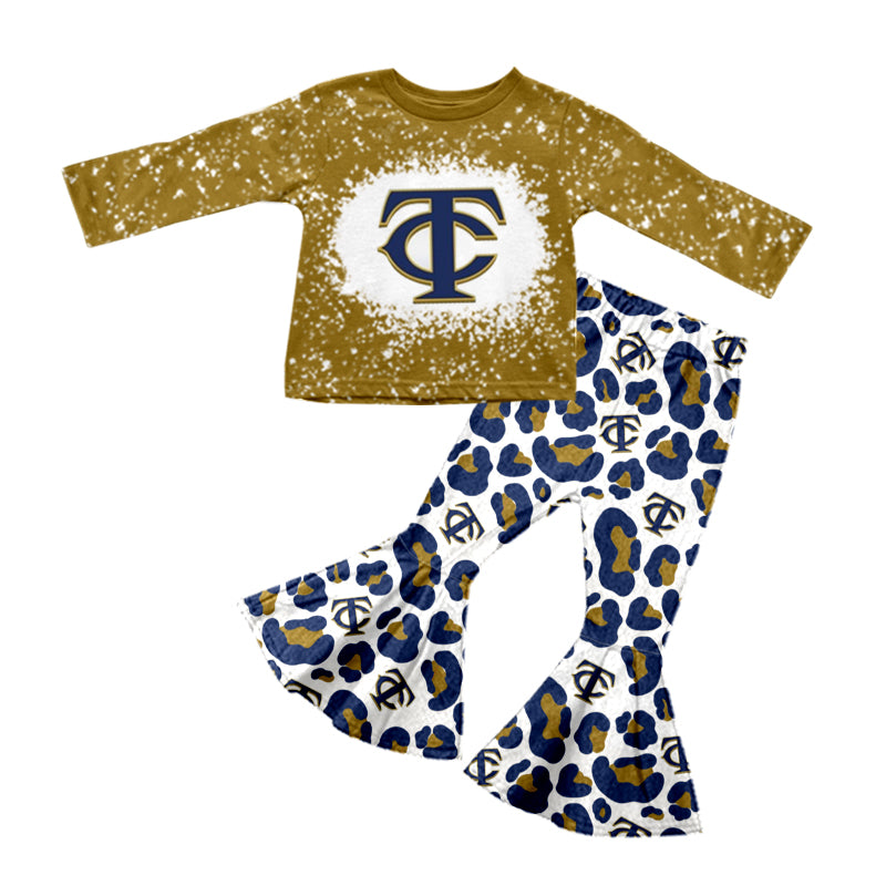 baby girls long sleeve team design bell bottoms outfit