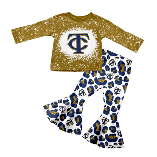 baby girls long sleeve team design bell bottoms outfit