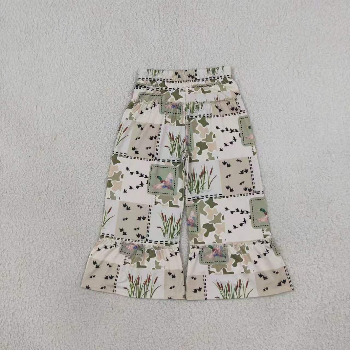 Deer duck camo print girls bell bottoms