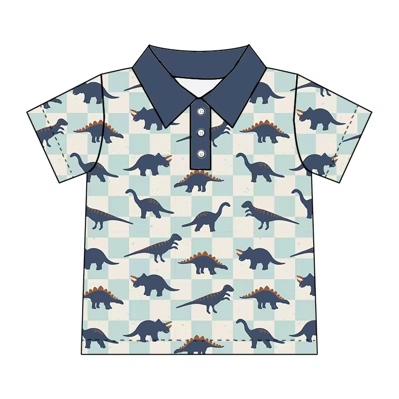 dinosaur animal boy short sleeve polo shirt