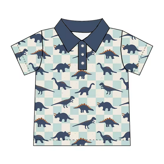 dinosaur animal boy short sleeve polo shirt