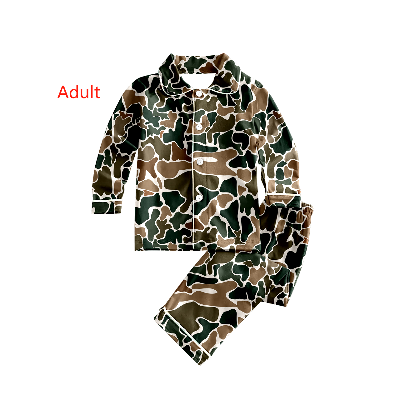 Adult man camo print button down pajama set deadline Dec 30th