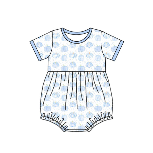 Toddle baby boy blue pumpkin short sleeve romper