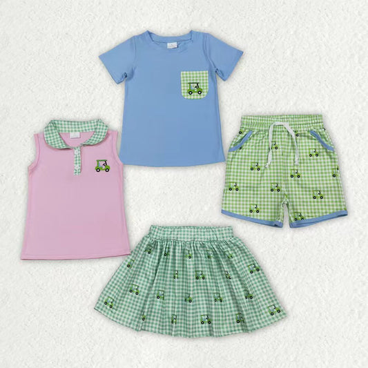 Embroidery Golf top matching shorts girls summer skirt outfit