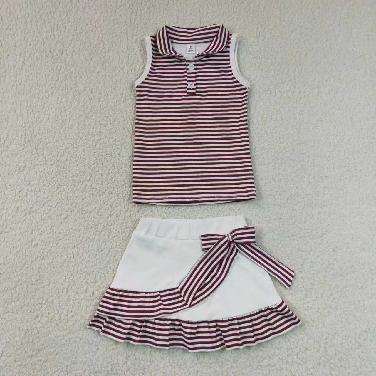 Blue stripes top matching skirt toddle baby girls yoga outfit