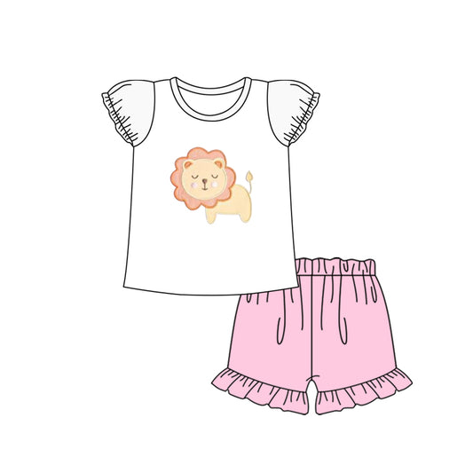 infant baby girl lion animal summer outfit