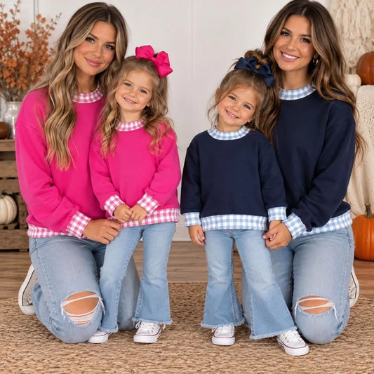 Mommy and me mock neck long sleeve pullover top