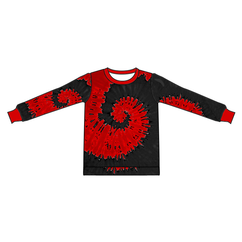 baby girls black red tie dye long sleeve top