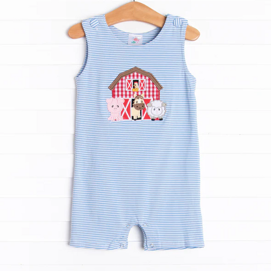 farm cow pig animal baby boy romper