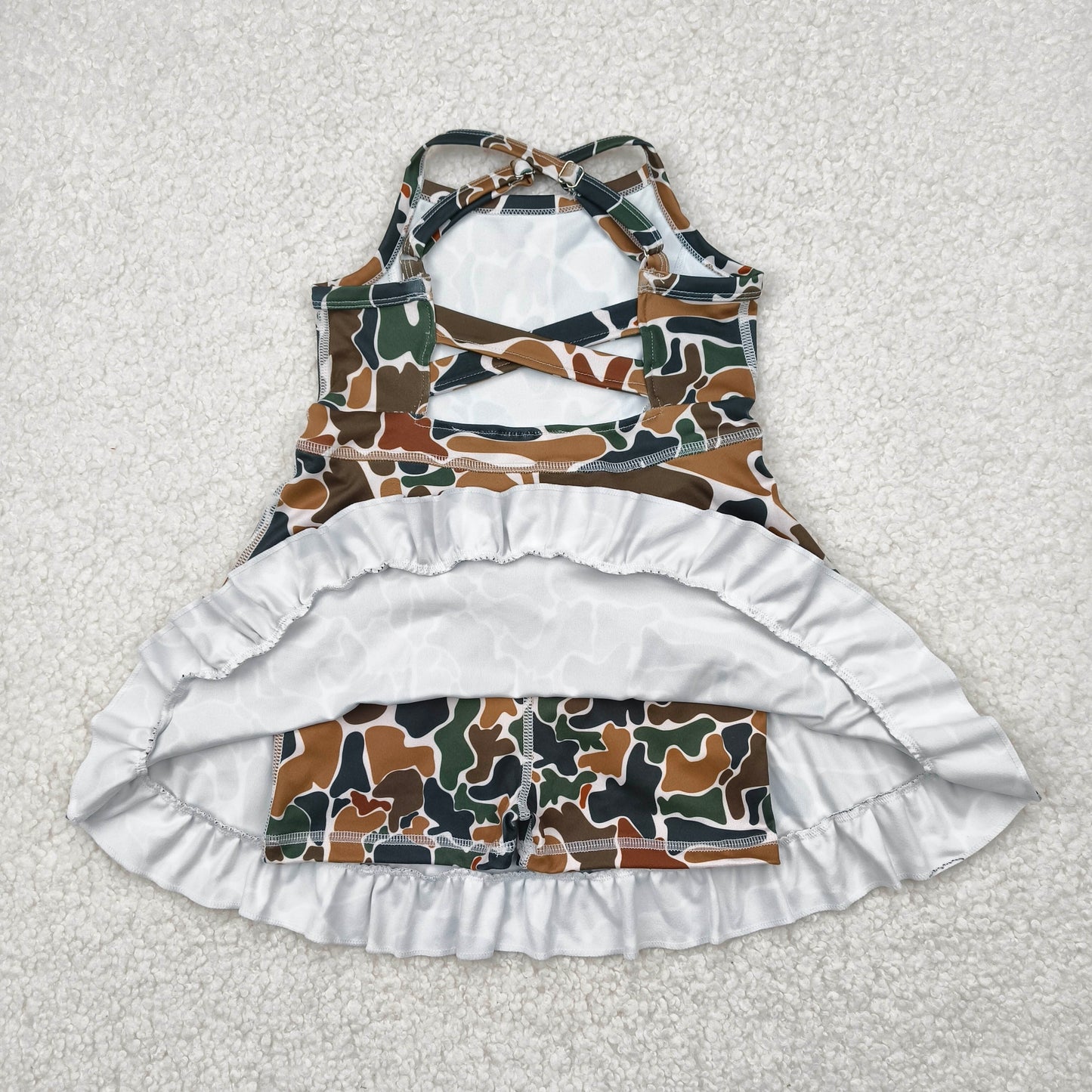 Baby girls grey camo design active wear athletic summer yoga skirt dress