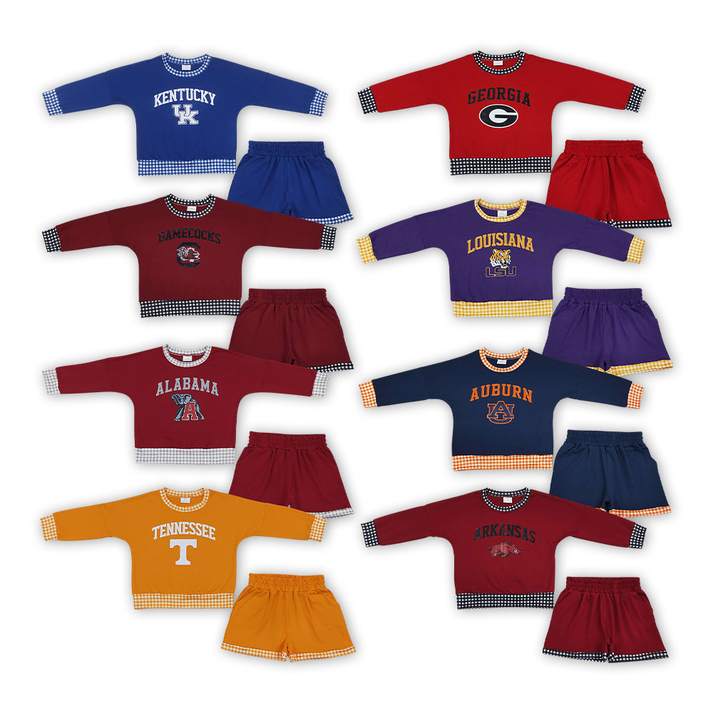 long sleeve pullover vinyl top matching shorts girls team design outfit