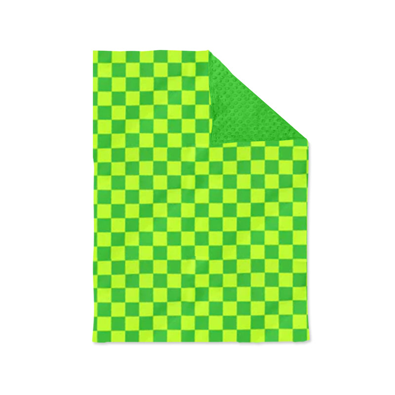Baby girls green checkered milk silk fleece  blanket