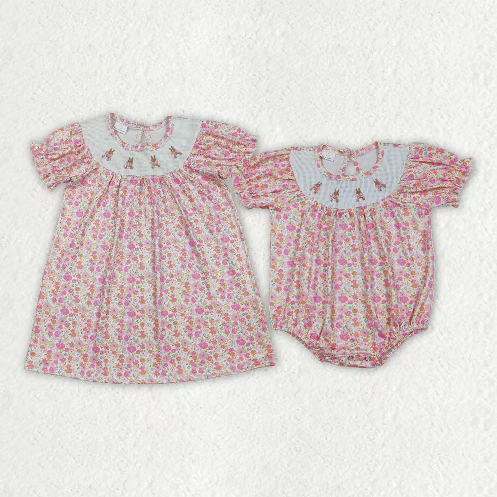 Easter bunny floral design toddle baby girls dress