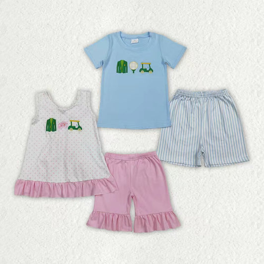 Embroidery Golf top matching shorts boy summer outfit