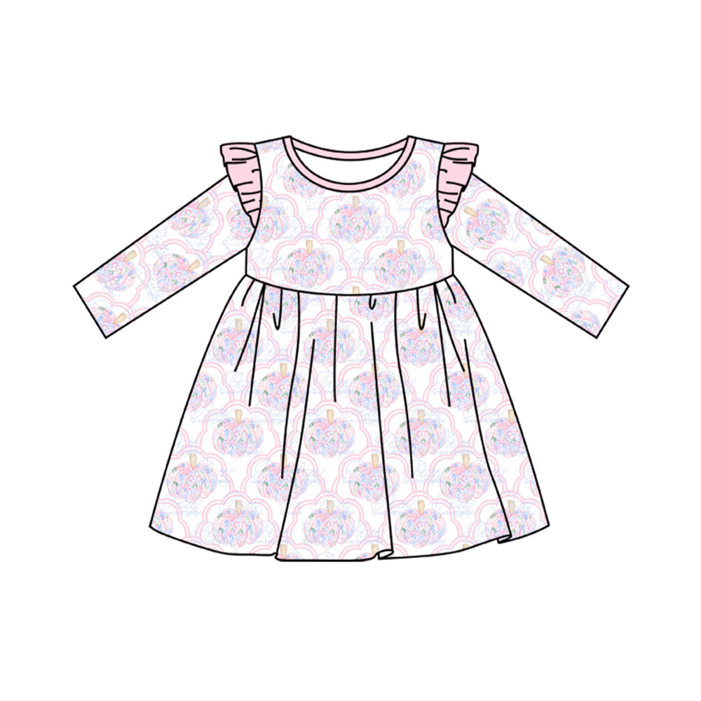 baby girl floral pumpkin long sleeve dress