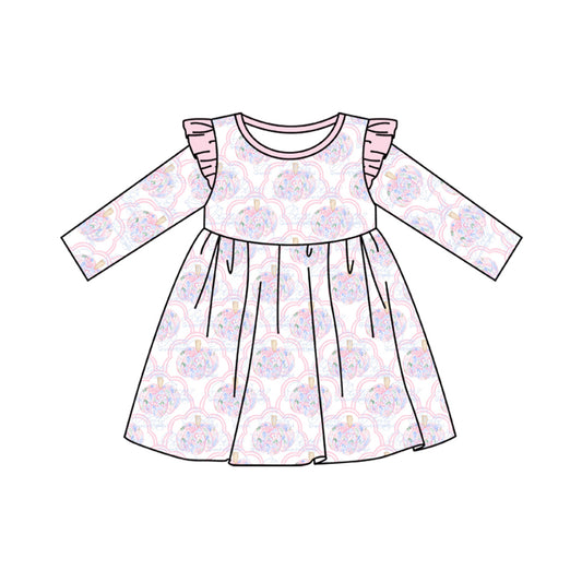 baby girl floral pumpkin long sleeve dress