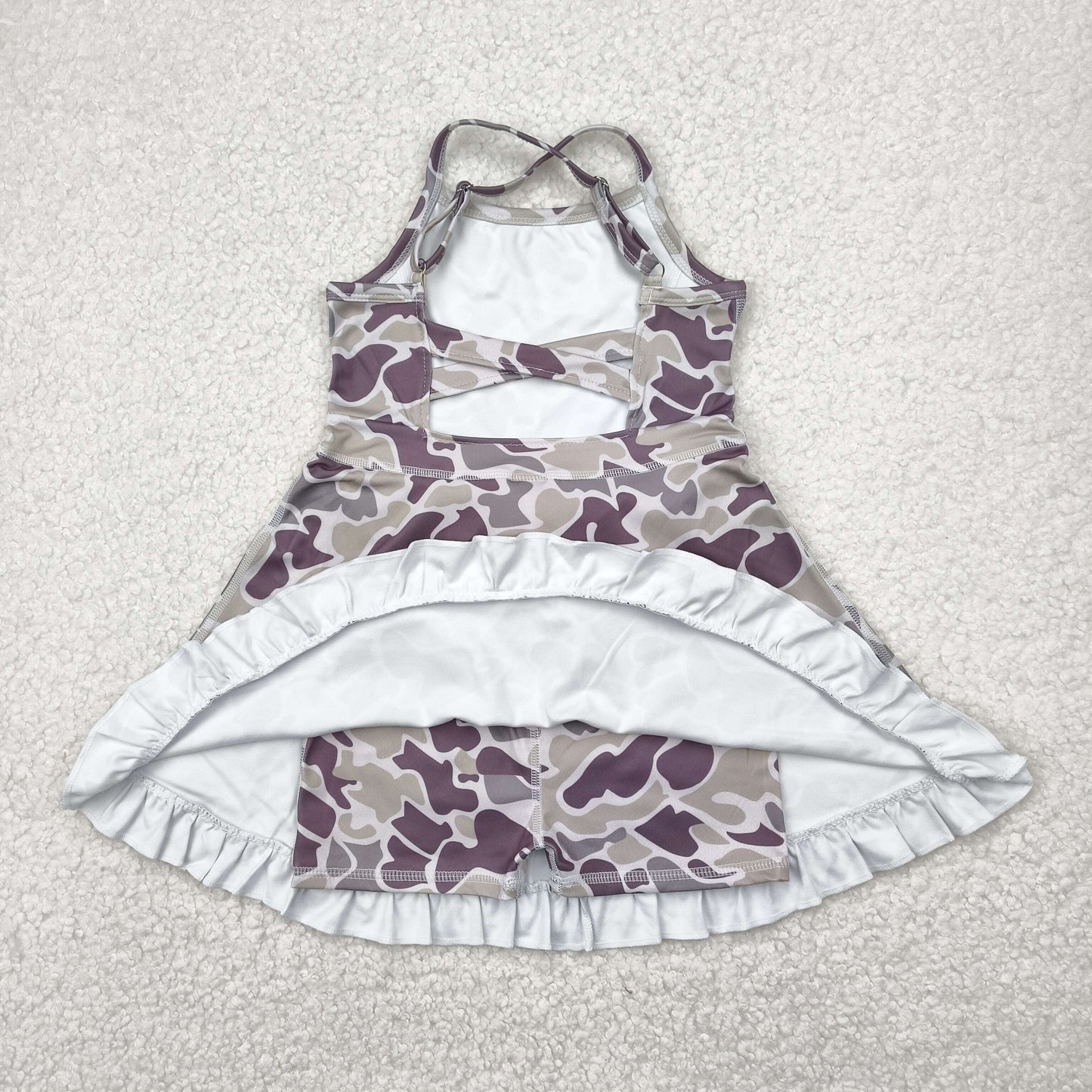 Baby girls grey camo design active wear athletic summer yoga skirt dress