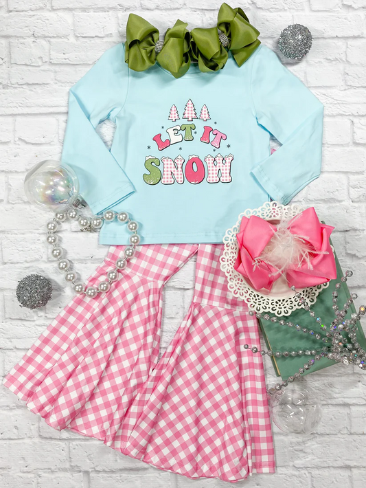 infant baby girls christmas let it snow fall winter clothes