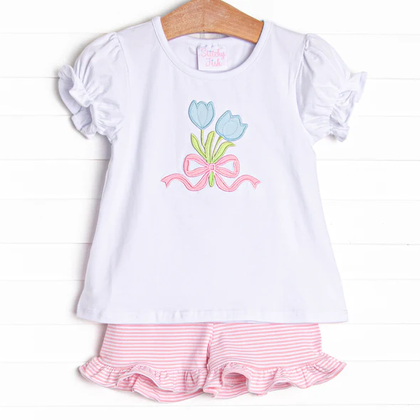 baby girls wholesale summer flowers short set