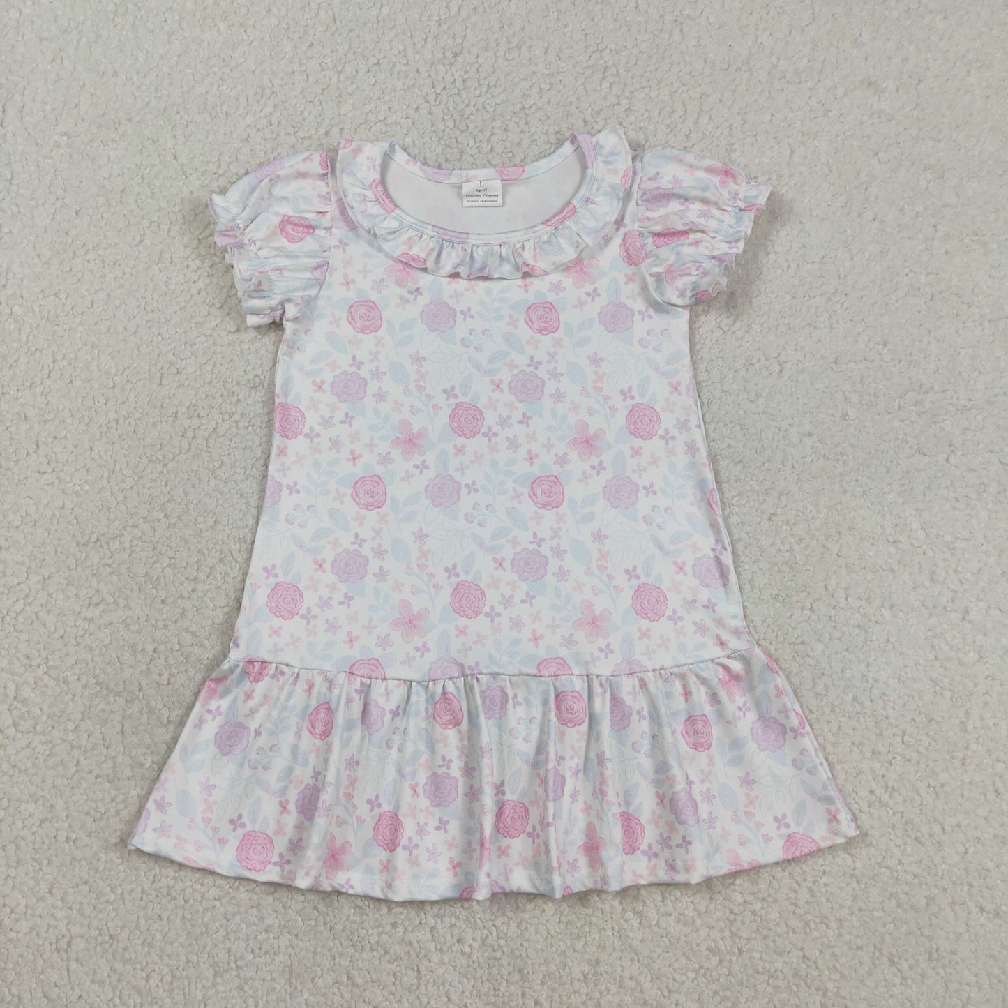 best sister pink flowers design summer dress matching romper kids clothes