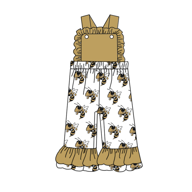 baby girls team bee print wide leg jumpsuit
