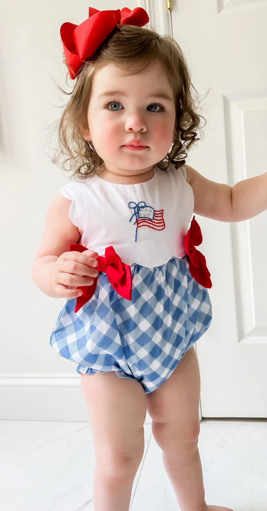 toddle baby girl America flag July 4th romper