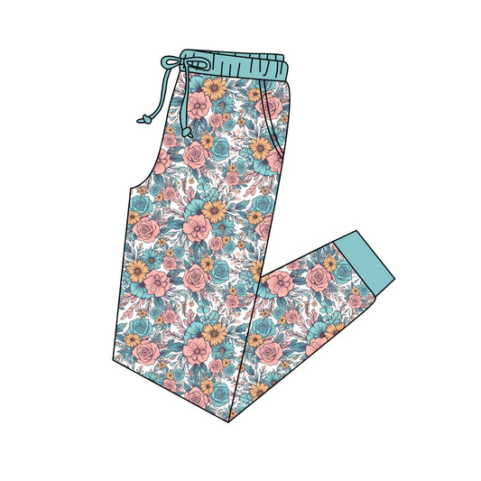 adult woman floral print milk silk  long pants