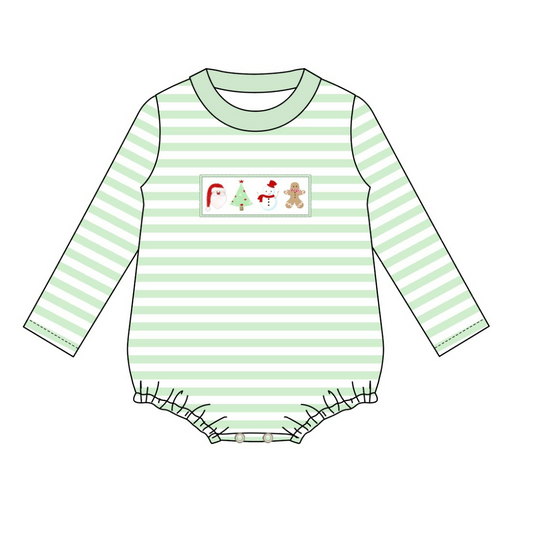 baby girl christmas santa claus tree gingerbread design winter romper