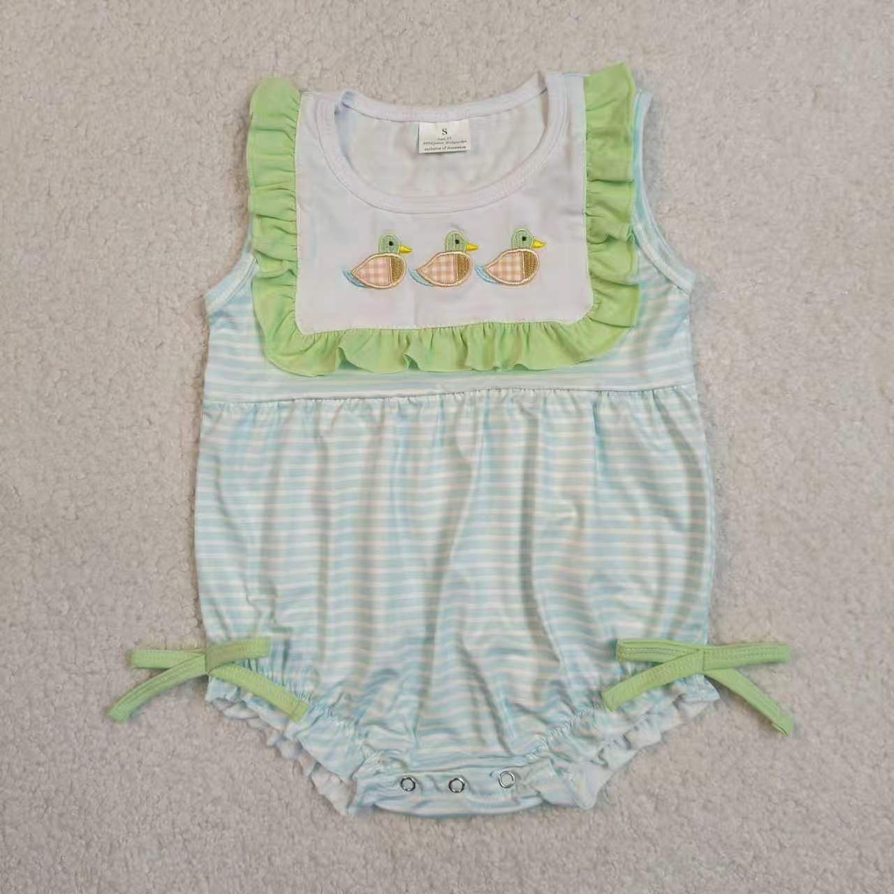 Embroidery Mallard duck top matching shorts boy summer outfit