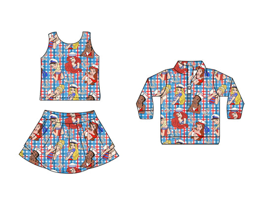 Toddle baby girls princess cartoon design swim fabrics 3pcs skirt outfit
