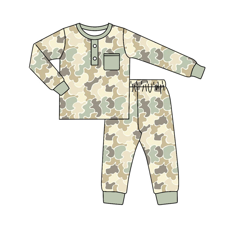 Wholesale boutique kids  baby boy camo pajama set