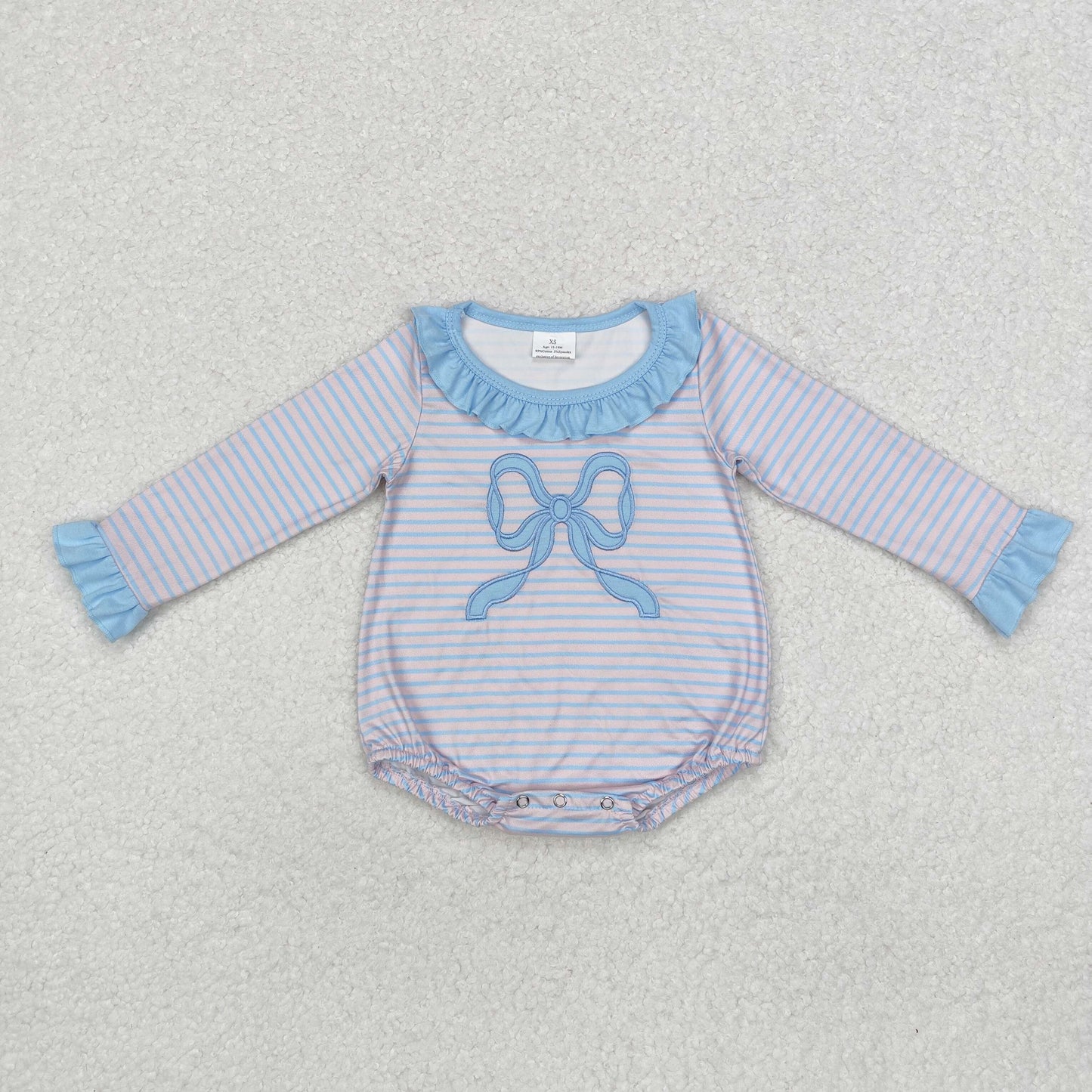 Sister brother embroidery bow pocket outfit clothes