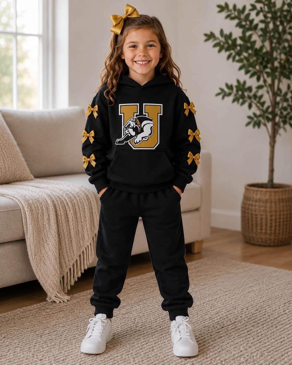 Toddle kids girl custom team hoodie top matching pants spring fall design outfit