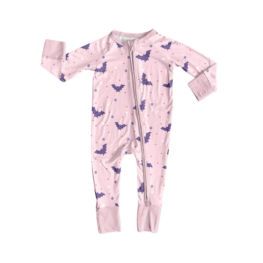Halloween bat kids long sleeve zip romper