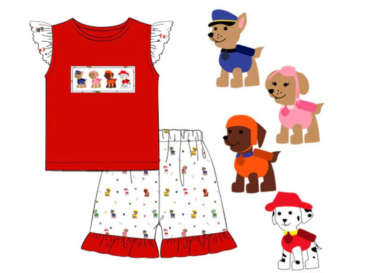 baby girls cartoon dog design summer outfit