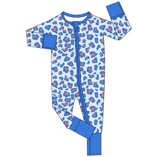 girls long sleeve cheetah zip romper wholesale price