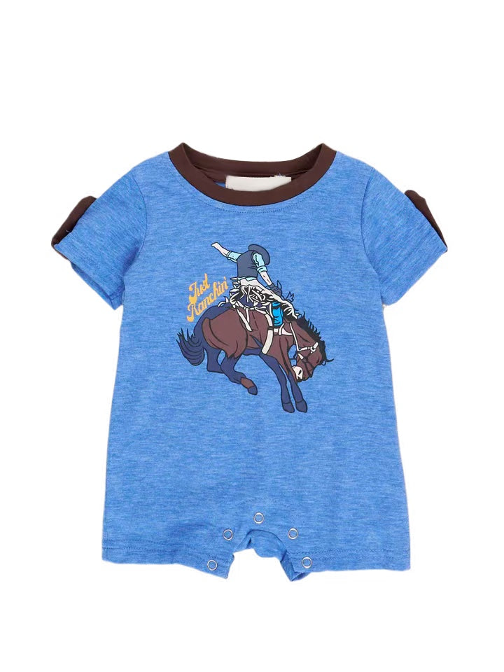 western cowboy short sleeve romper