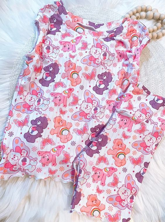 baby girls cartoon bear two piece outfit