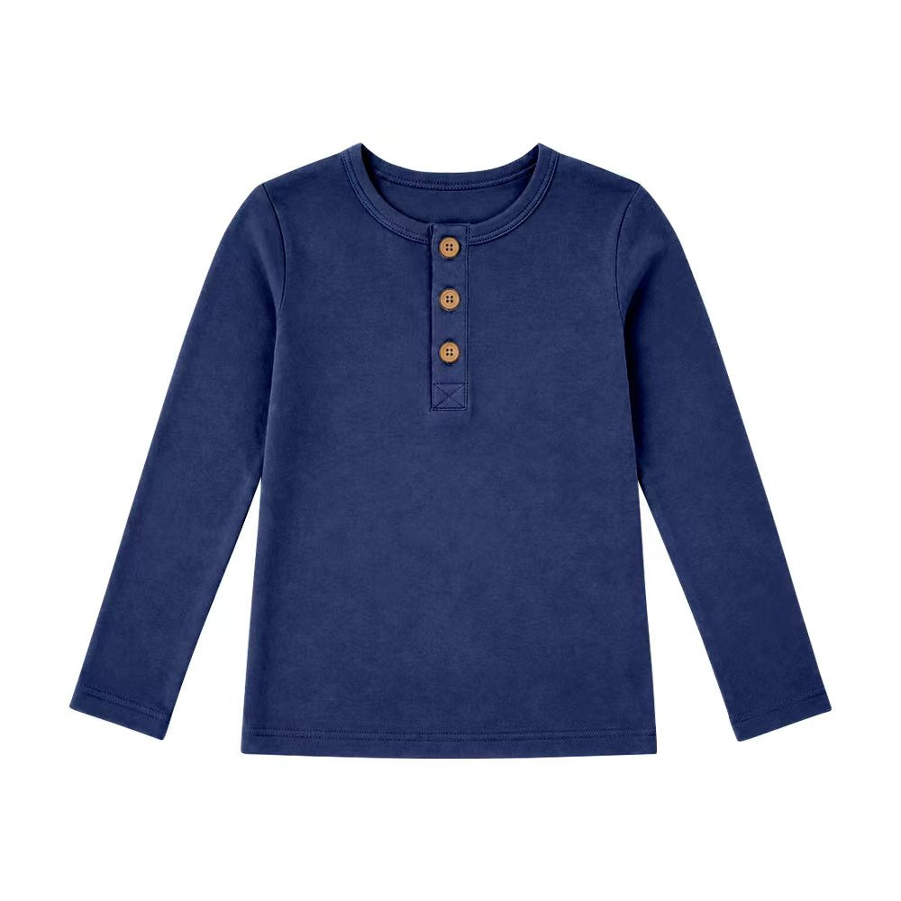 baby girls custom design long sleeve solid color cotton top