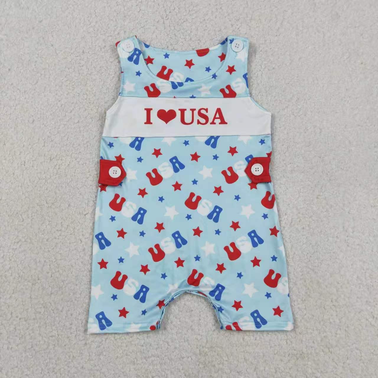 I love USA July 4th top matching shorts toddle baby boy outfit