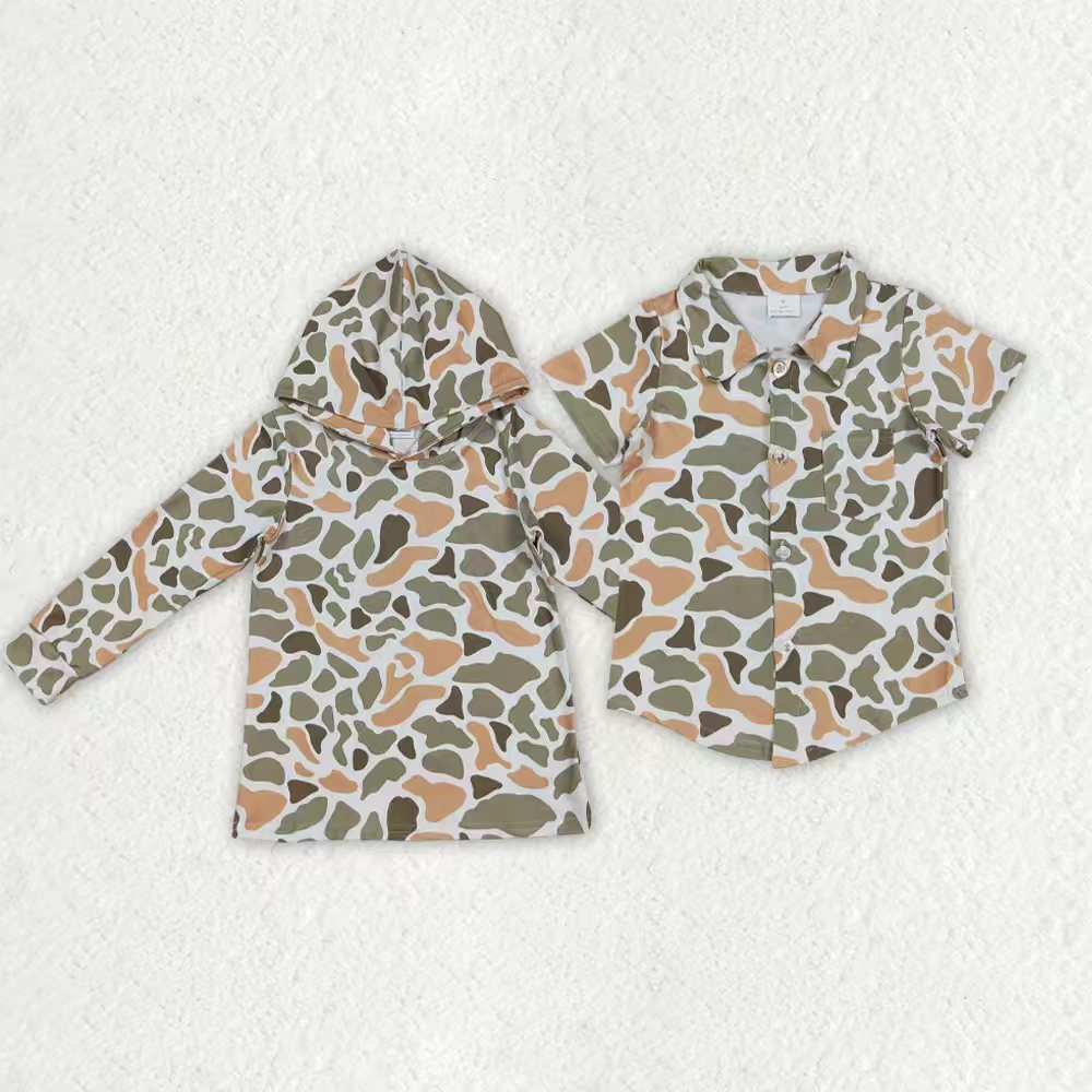 Baby boy long sleeve green camo print hoodie top