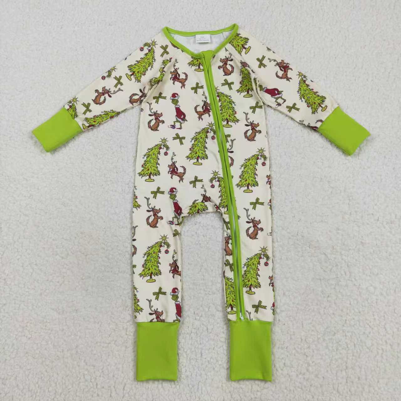 Christmas green face girls long sleeve matching outfit
