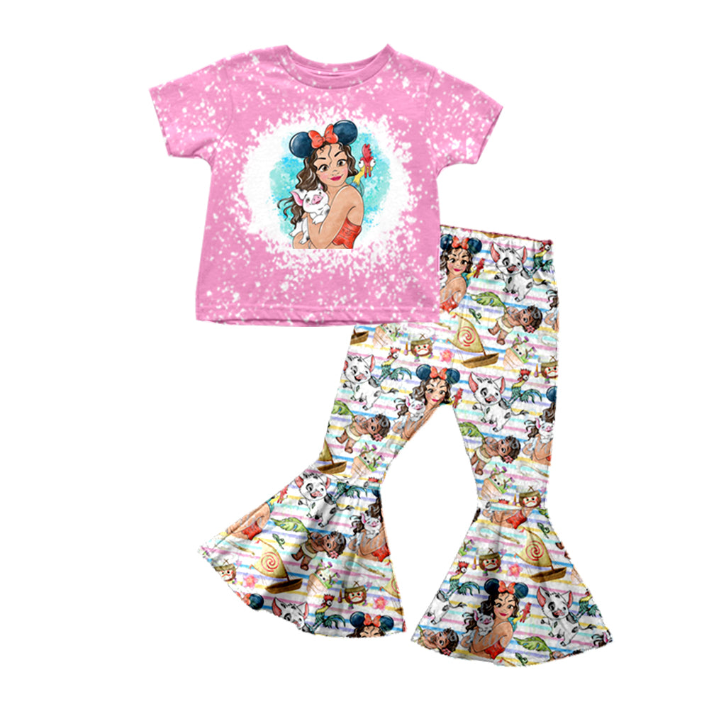 baby girls island princess cartoon bell bottoms outfit